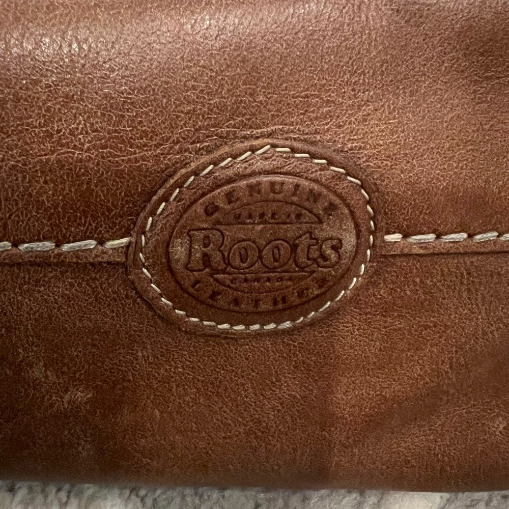 Roots tribe leather tote bag.